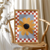 Checkered Borders Frame Golden Bloom