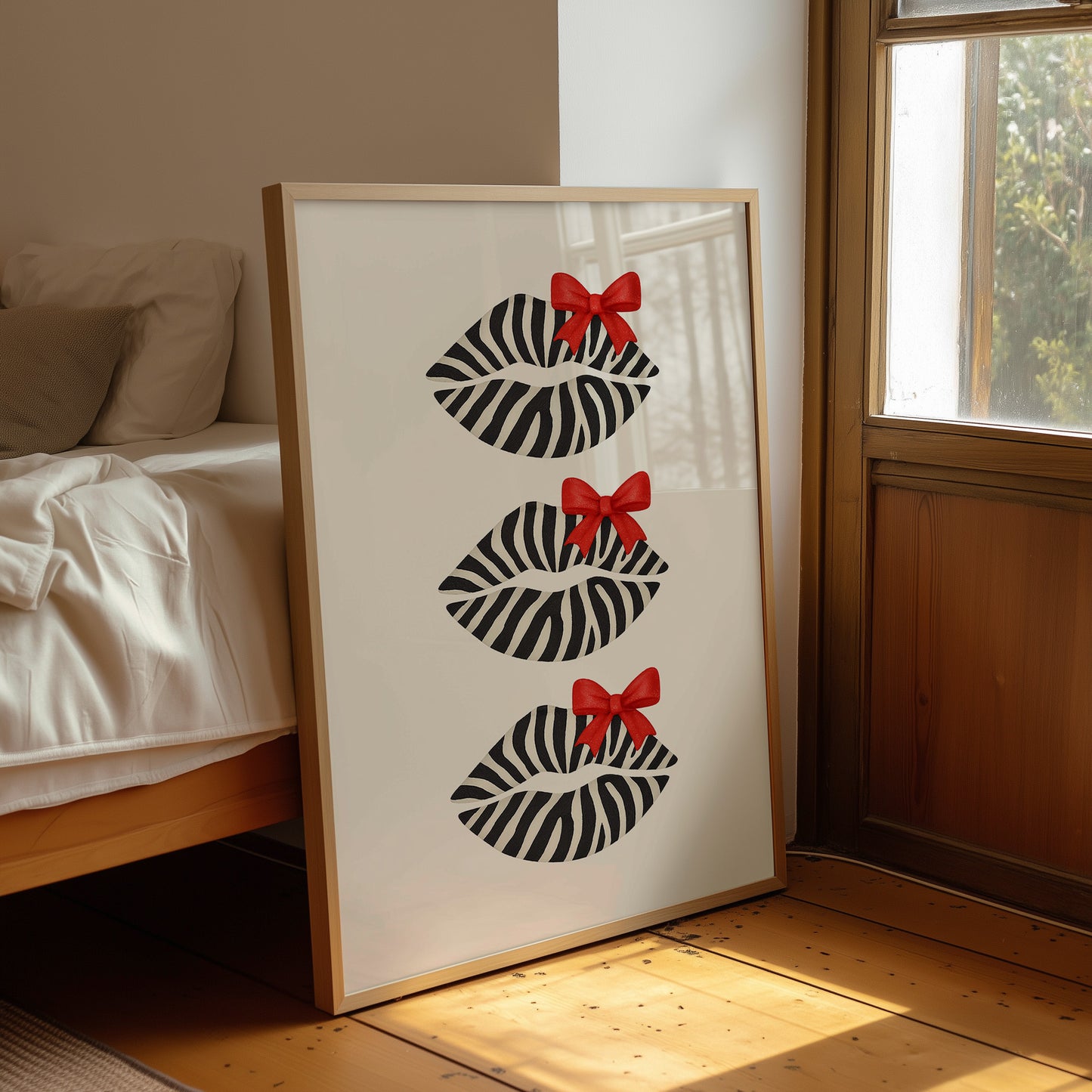 Zebra Kisses Adorned with Crimson Bows