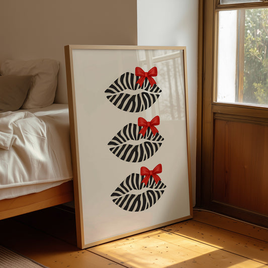 Zebra Kisses Adorned with Crimson Bows