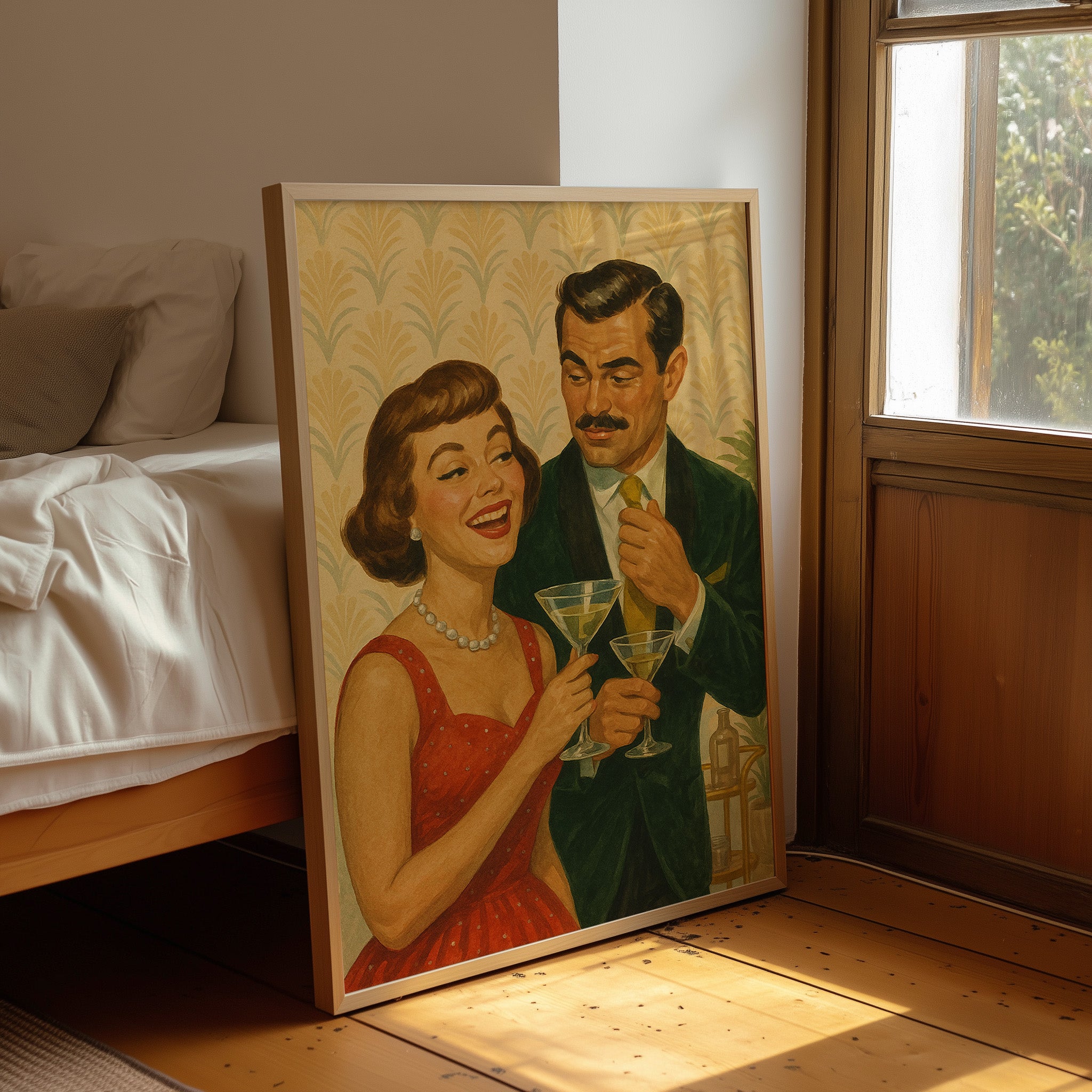 Cocktail Hour Whispers in Golden Wallpaper