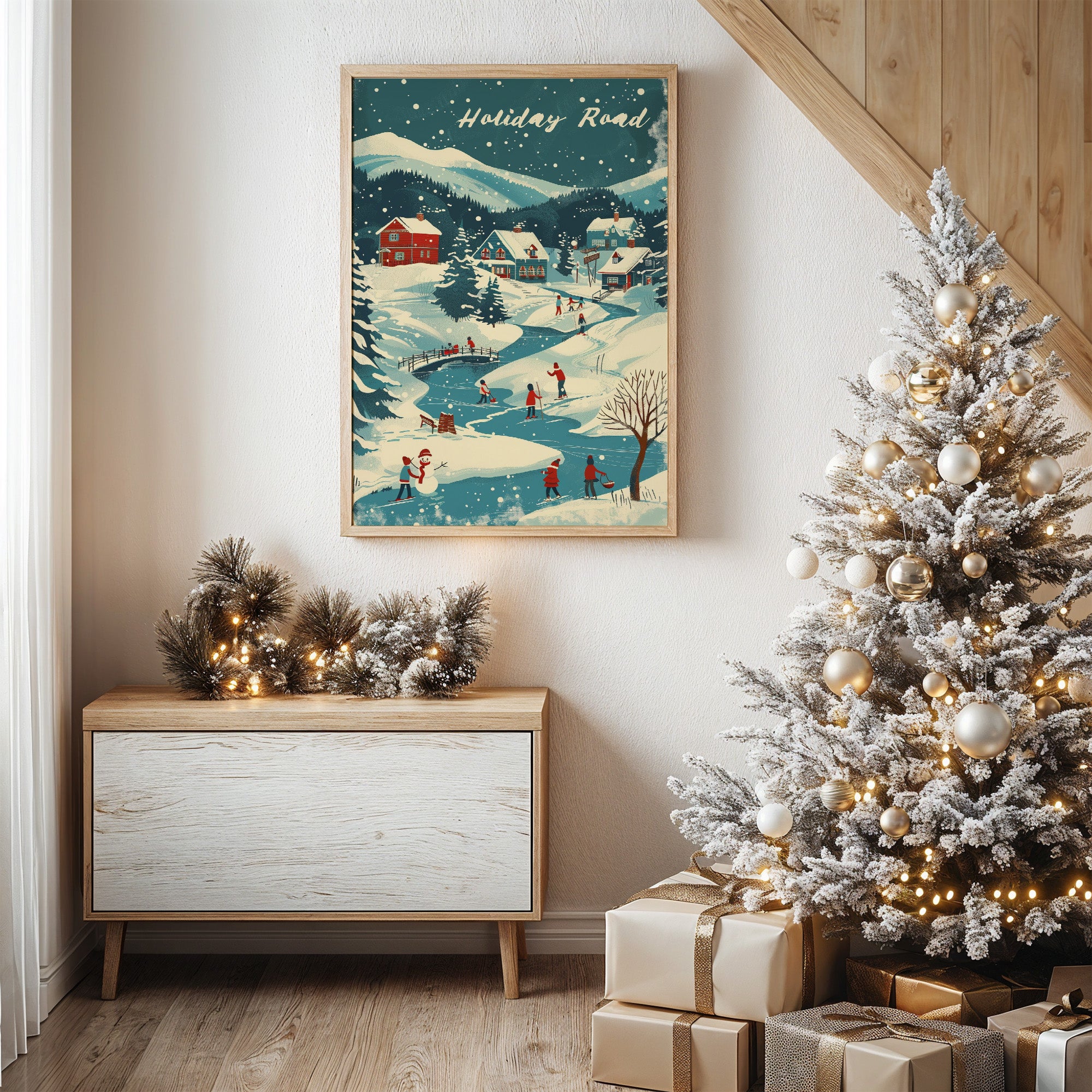 Alpine Village Under Winter Stars