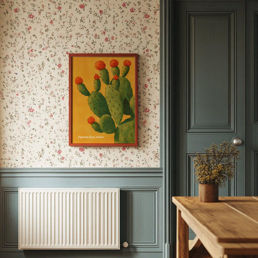 Desert Bloom Against Golden Sky