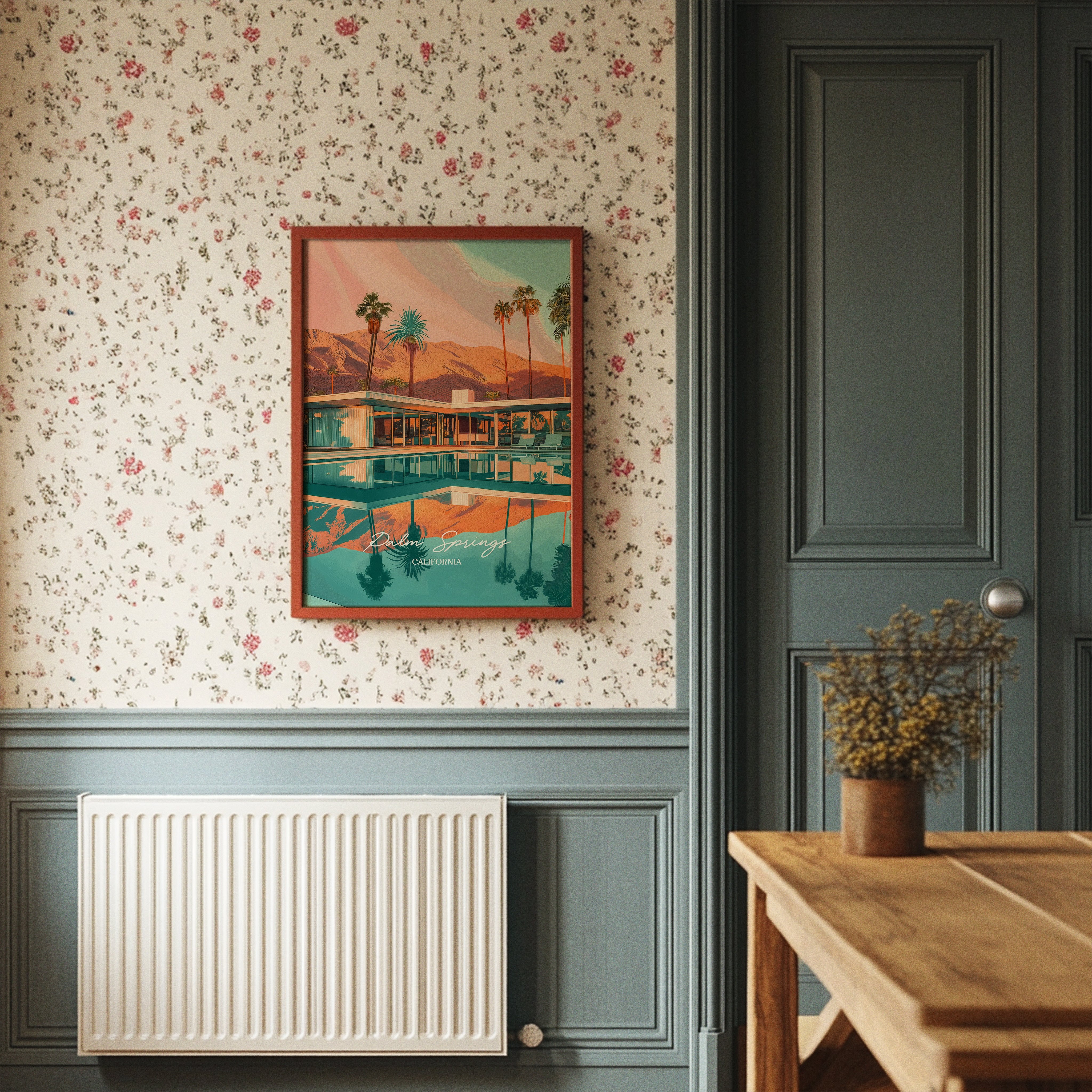 Desert Oasis Mirrors Mountain Glow