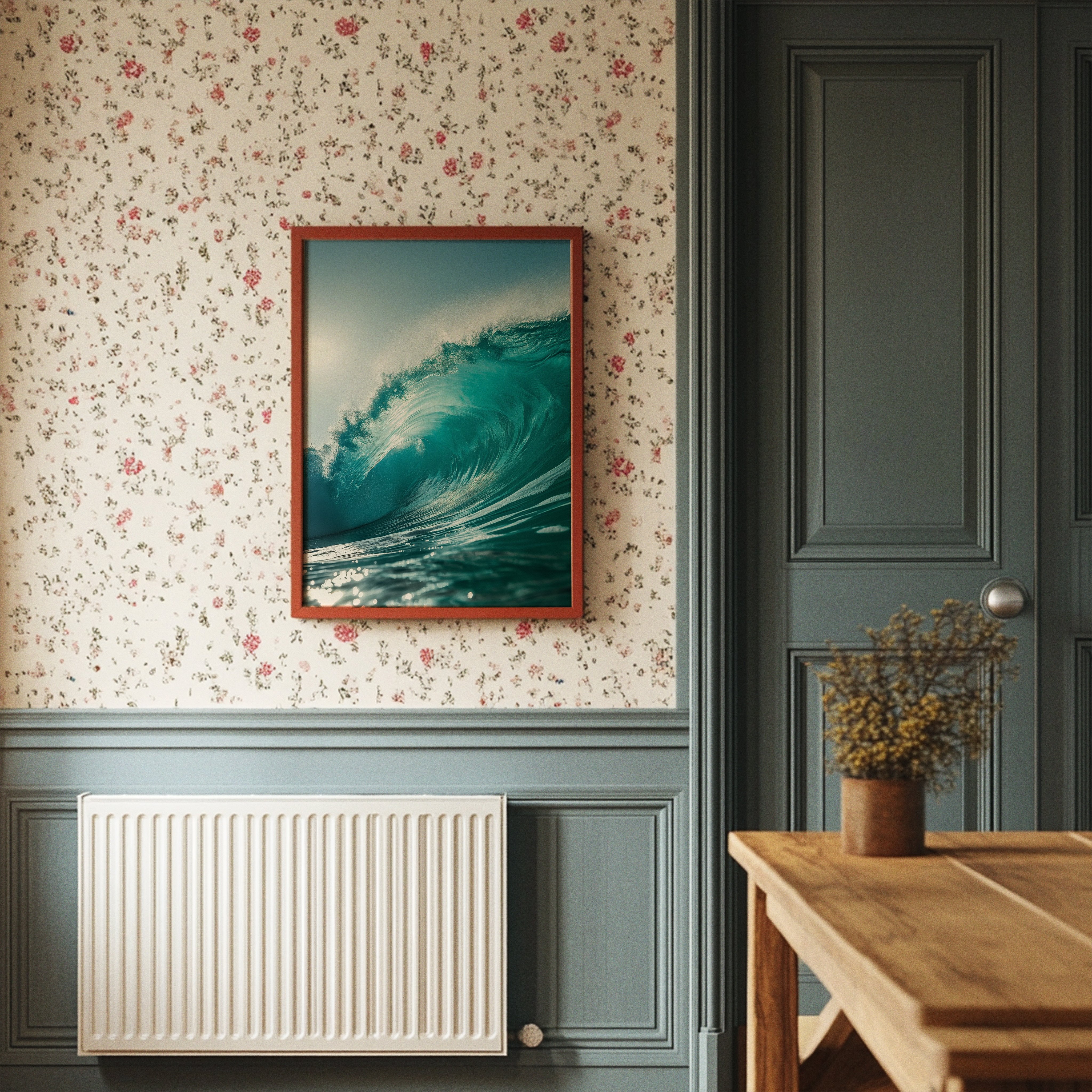 Turquoise Curl Against Weathered Boards