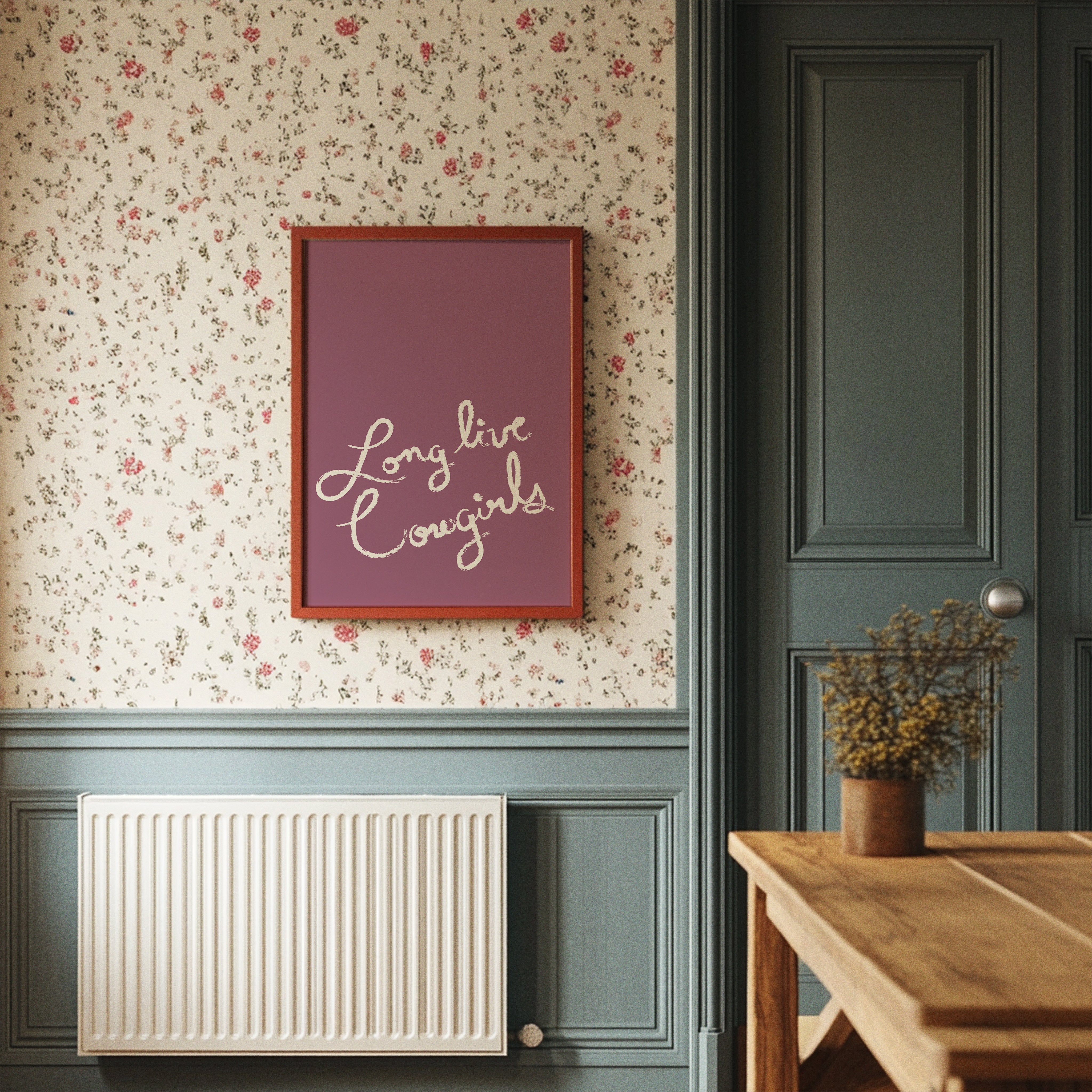 Mauve Canvas With Flowing Words