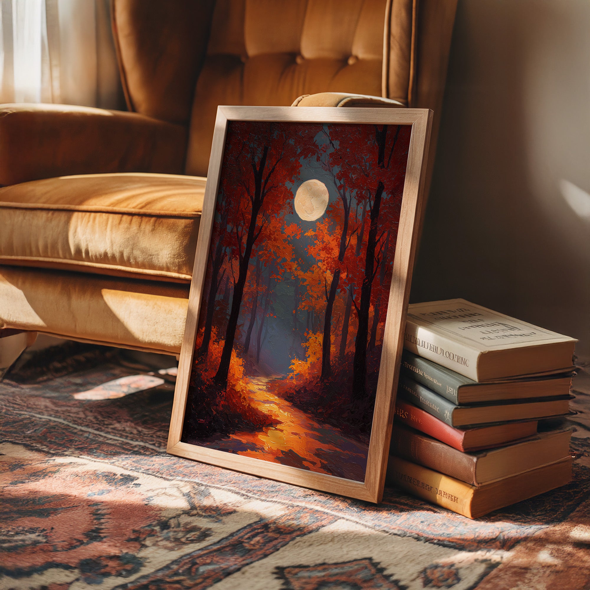 Autumn Path Beneath Harvest Moon