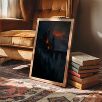 Fortress Ablaze Beyond Misty Pines
