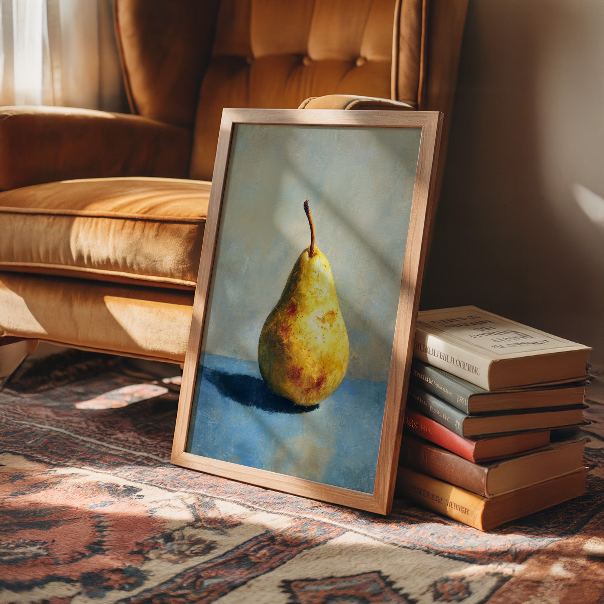Golden Pear Against Midnight Walls