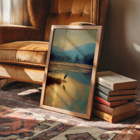 Heron's Dawn On Still Waters