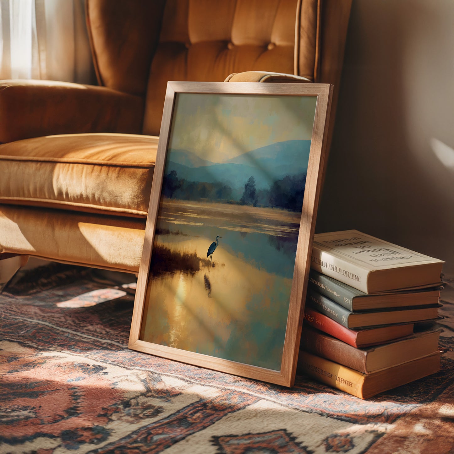 Heron's Dawn On Still Waters