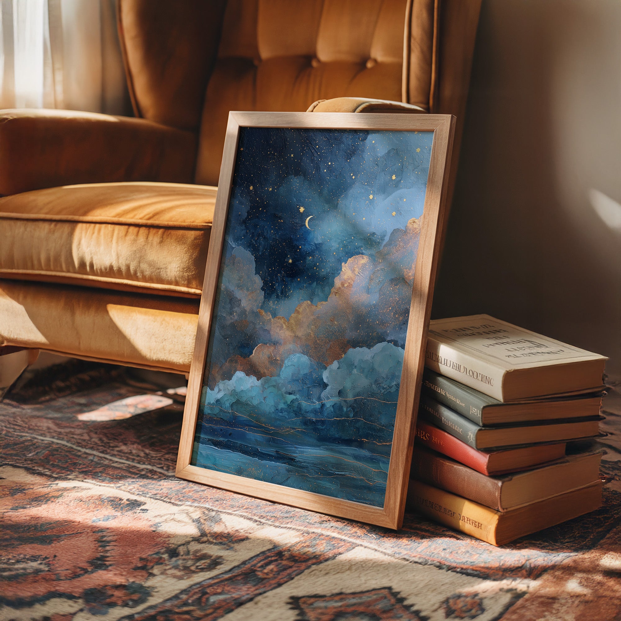 Midnight Oceans Meet Golden Clouds