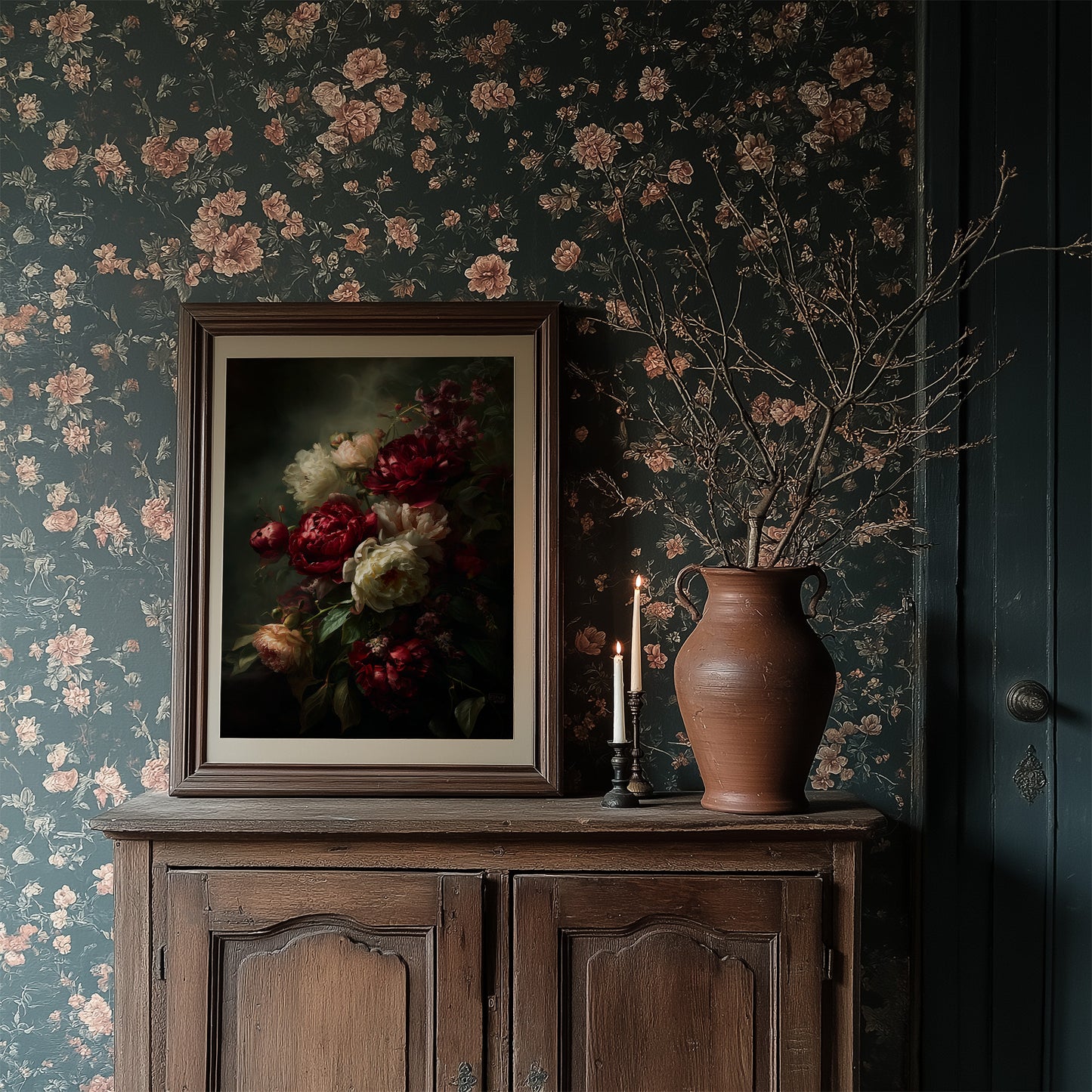 Velvet Blooms Against Midnight Walls