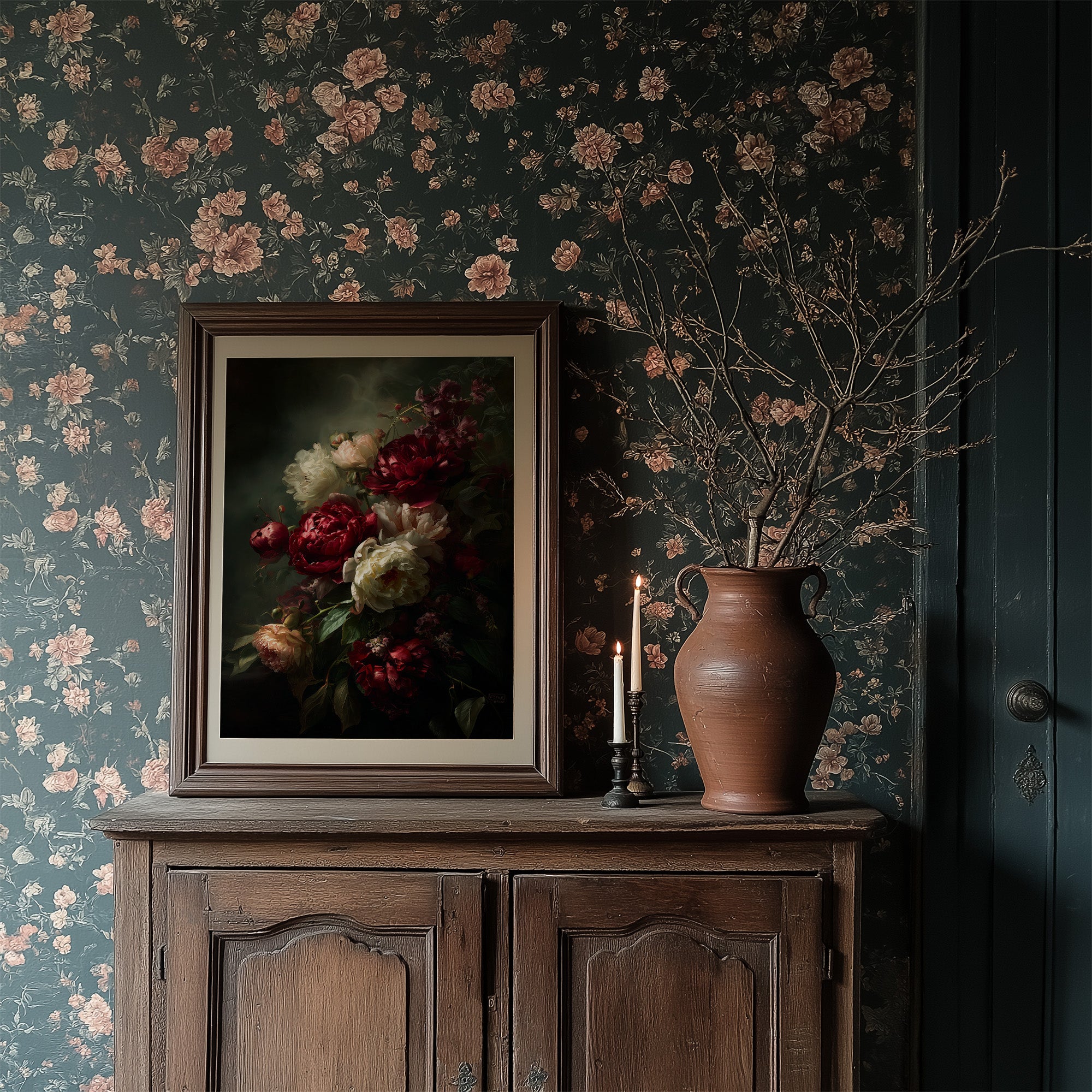 Velvet Blooms Against Midnight Walls