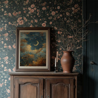 Golden Crescent Through Evening Clouds