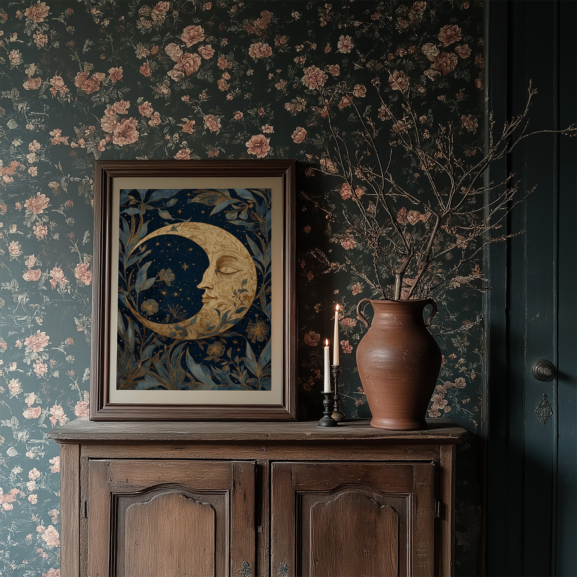 Midnight Blooms Around Lunar Face