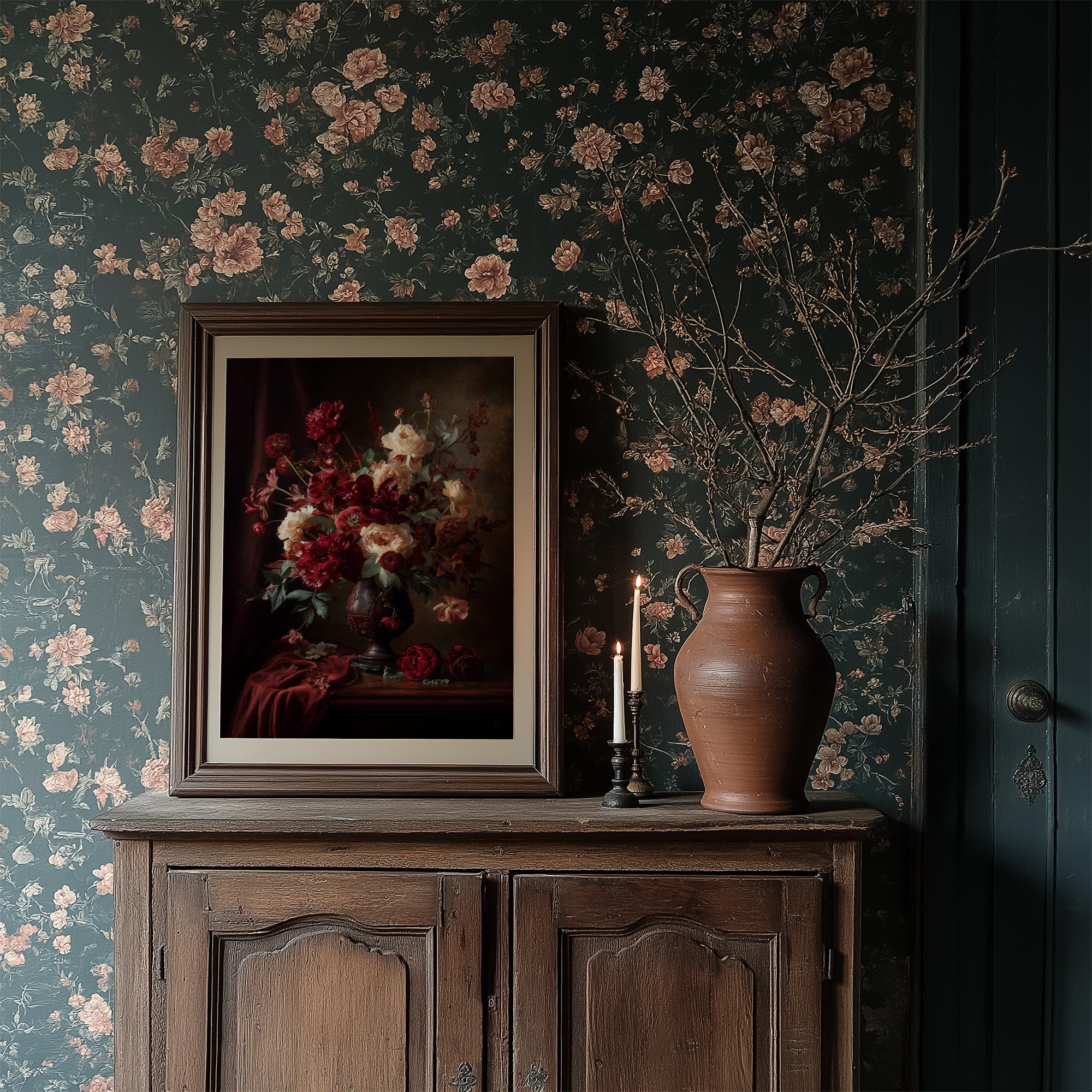 Velvet Blooms Against Midnight Walls