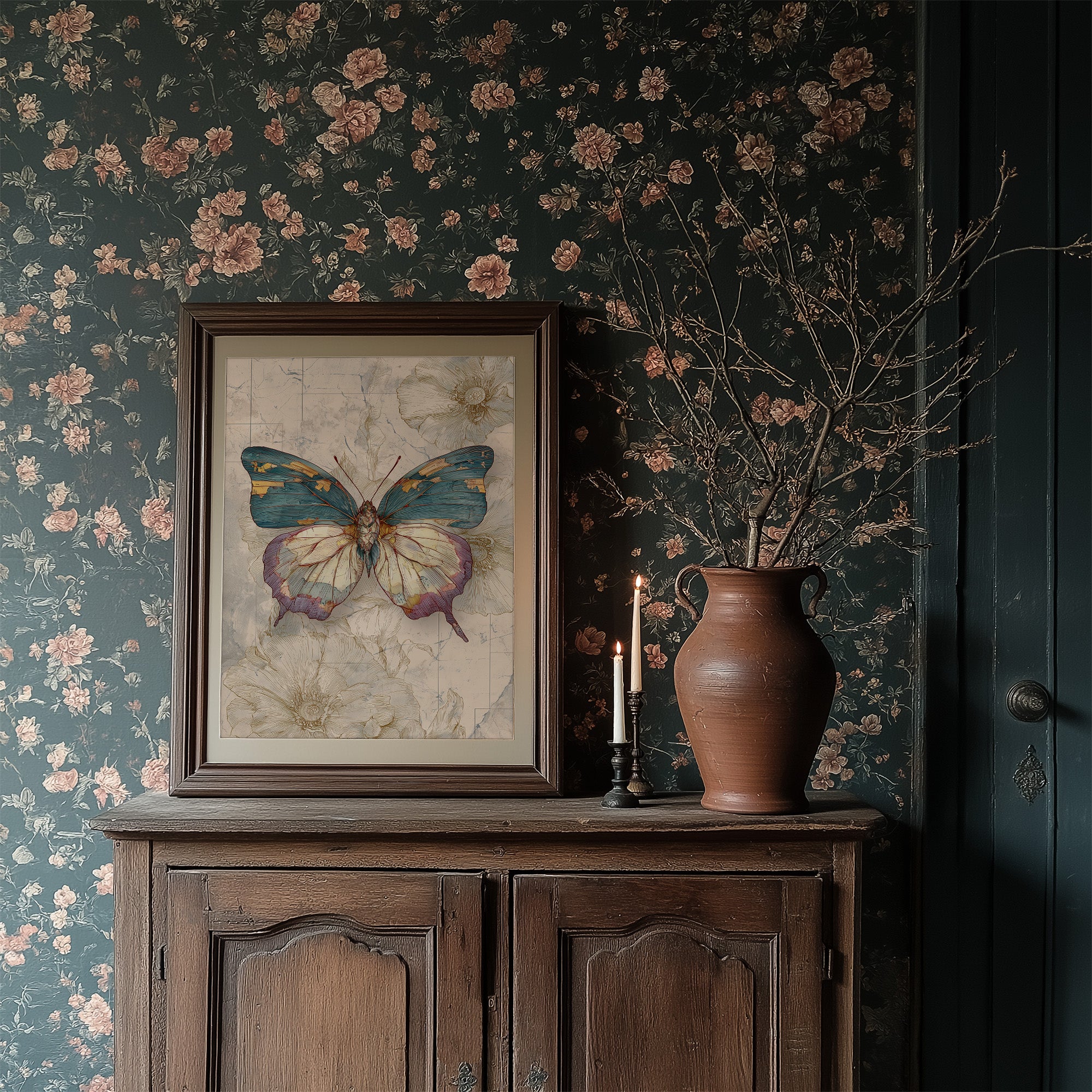 Teal Wings On Vintage Maps