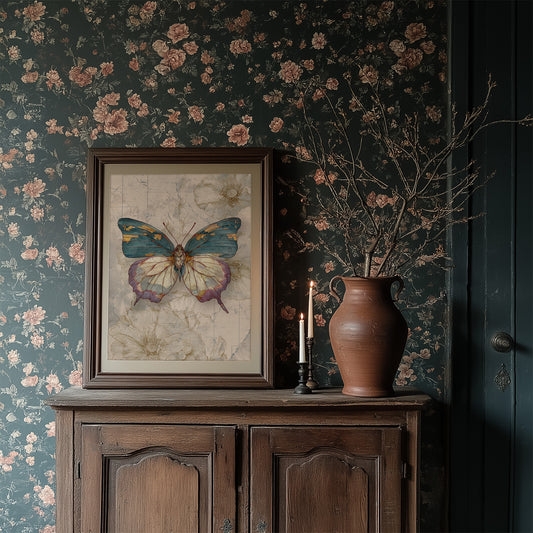 Teal Wings On Vintage Maps