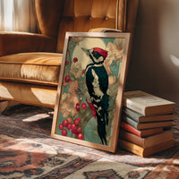 Crimson Crest Among Peach Blossoms