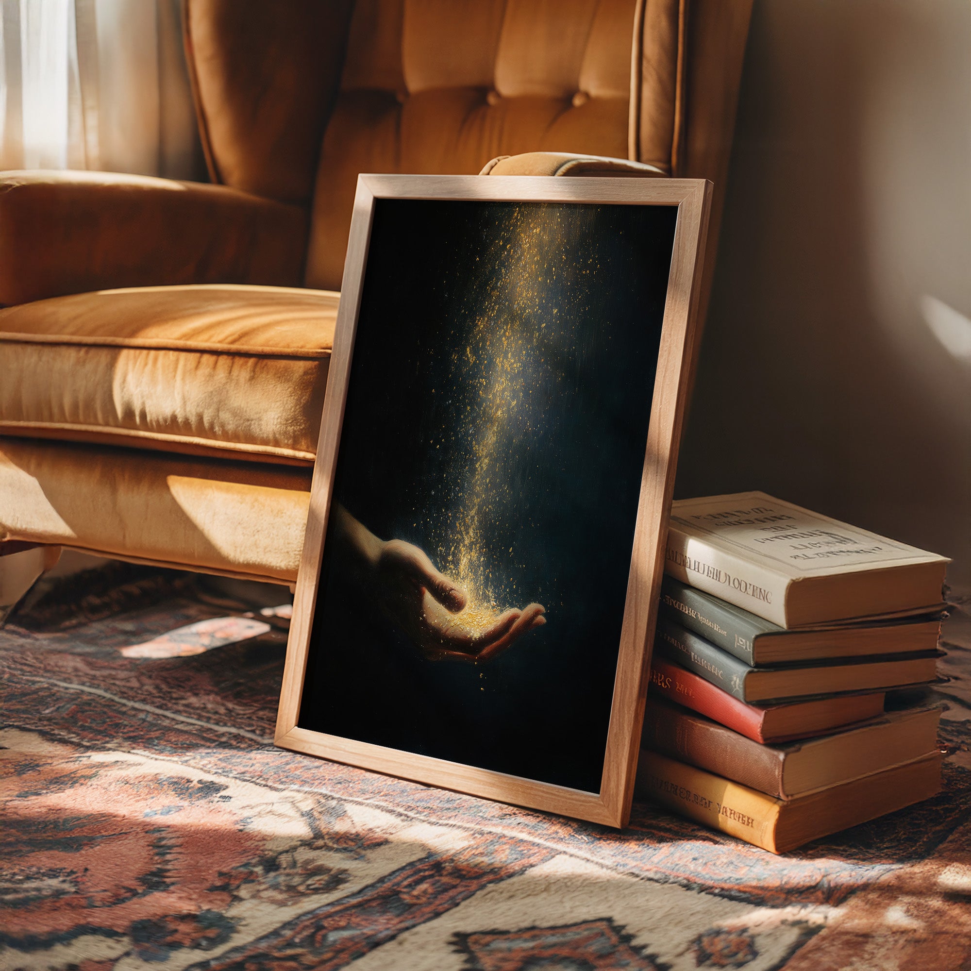 Golden Dust Caught Between Fingertips