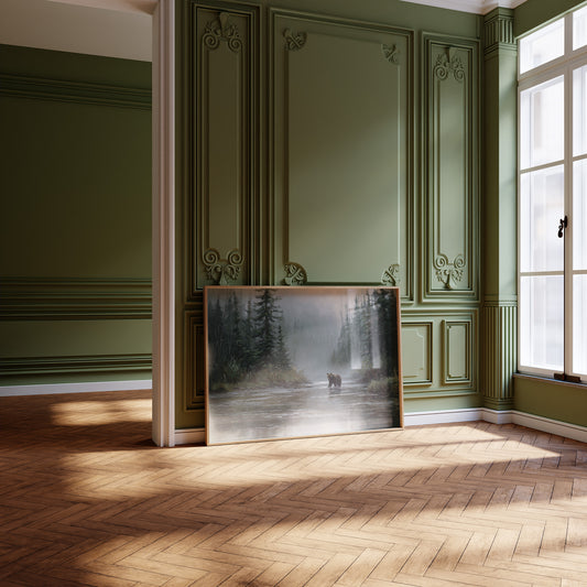 Misty River Meets Ancient Wanderer