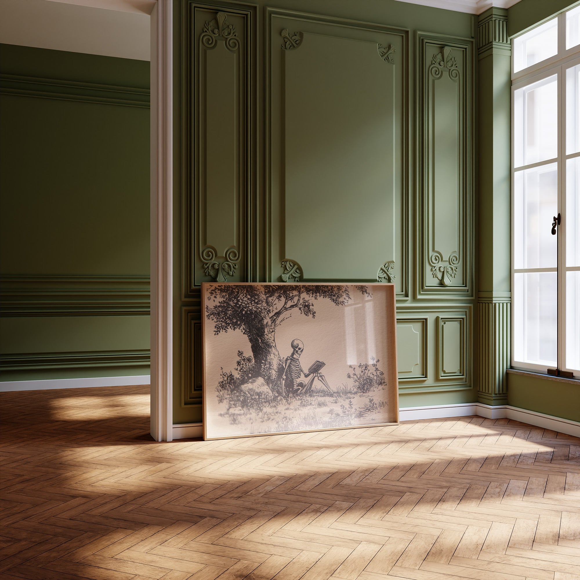 Eternal Reader Under Oak Boughs