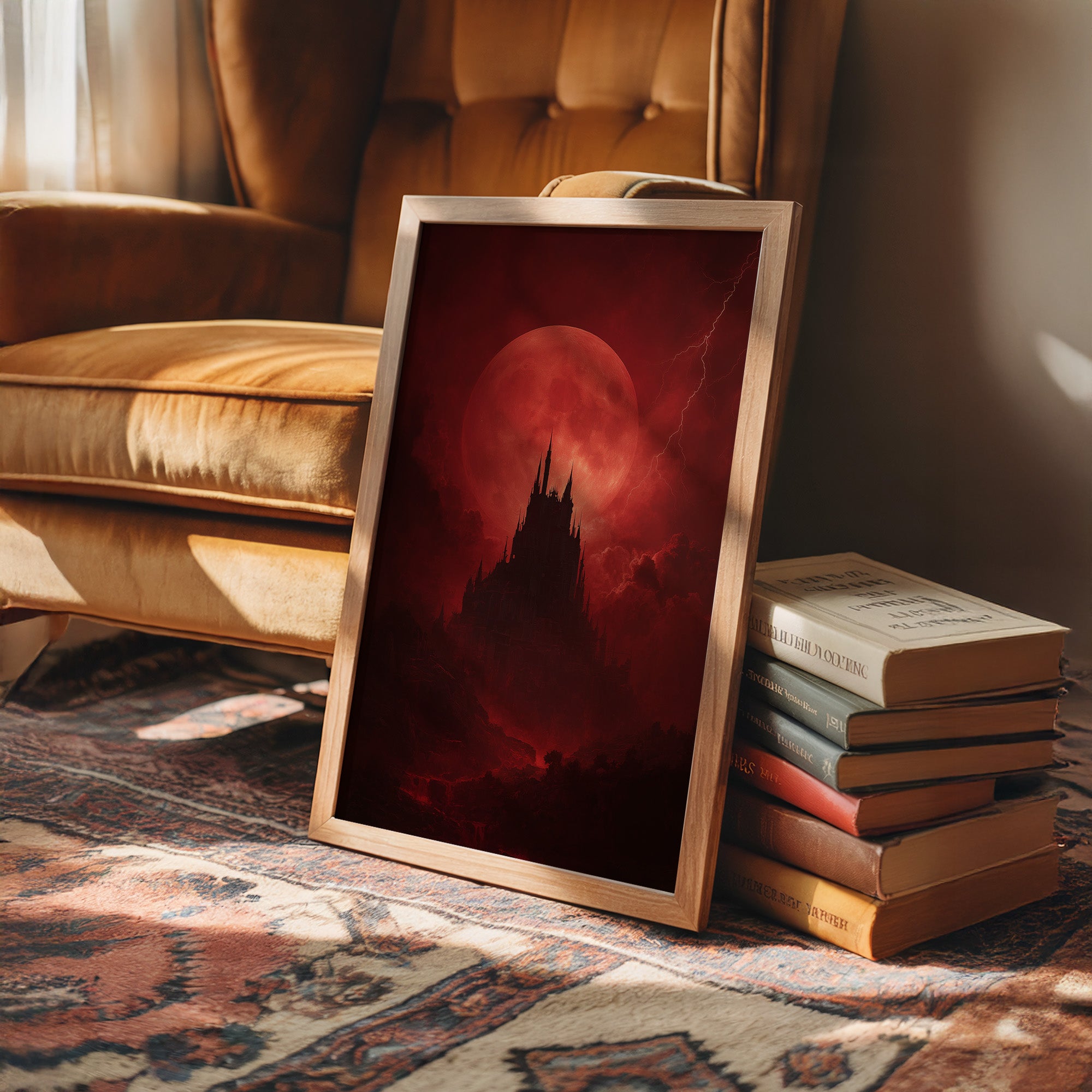 Crimson Castle Under Blood Moon