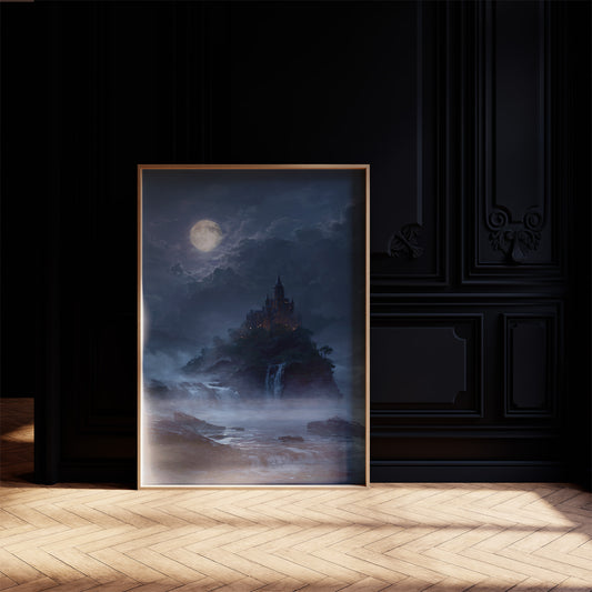 Castle Perched Above Midnight Tides