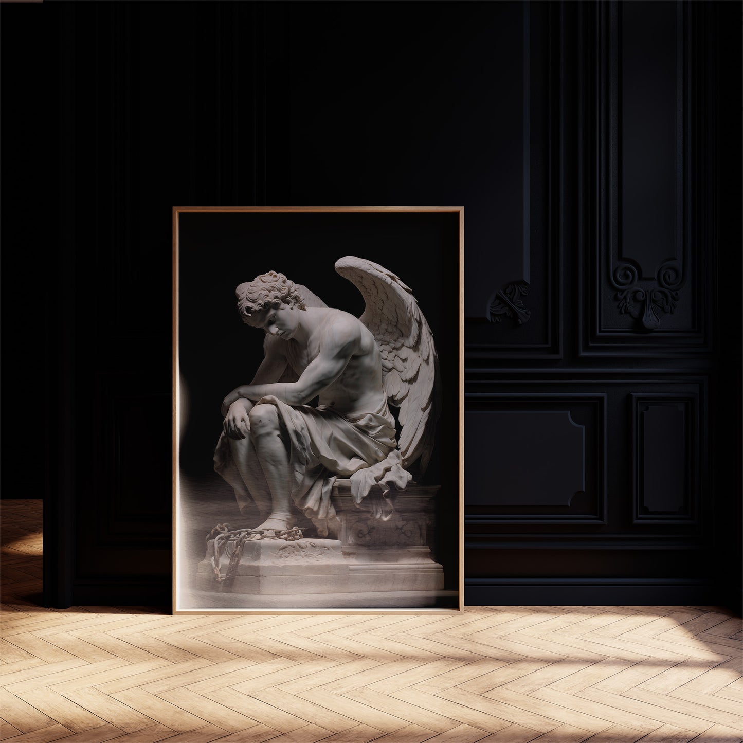 Marble Wings Against Dark Walls