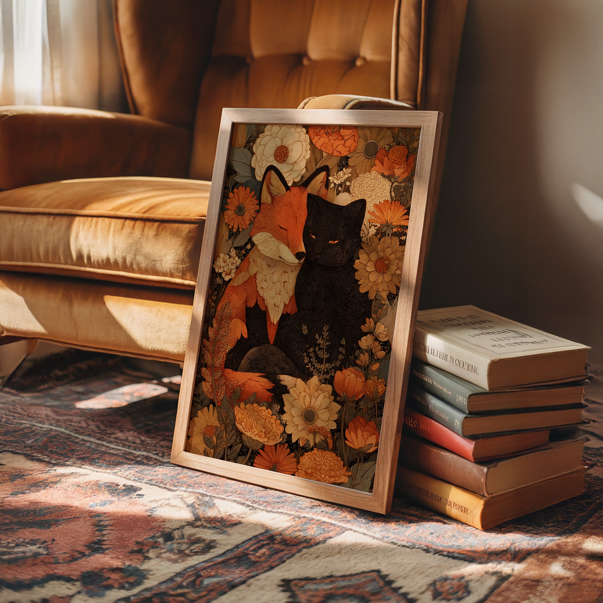 Autumn Fables Between Fox And Cat