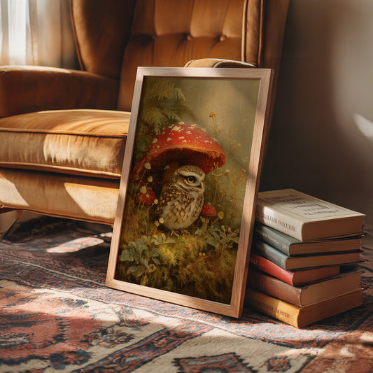 Woodland Sentinel Under Crimson Cap