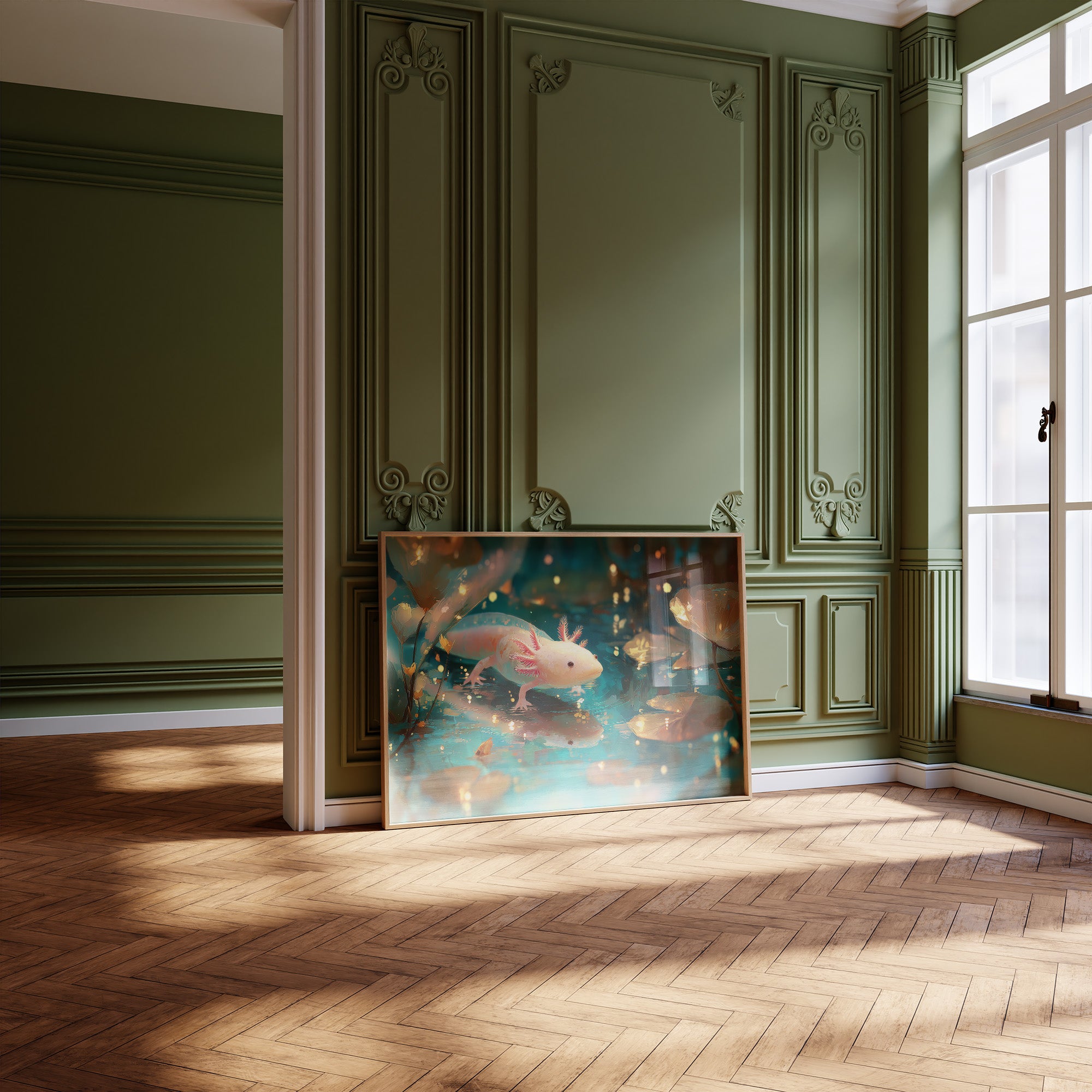 Pale Wanderer Among Turquoise Depths