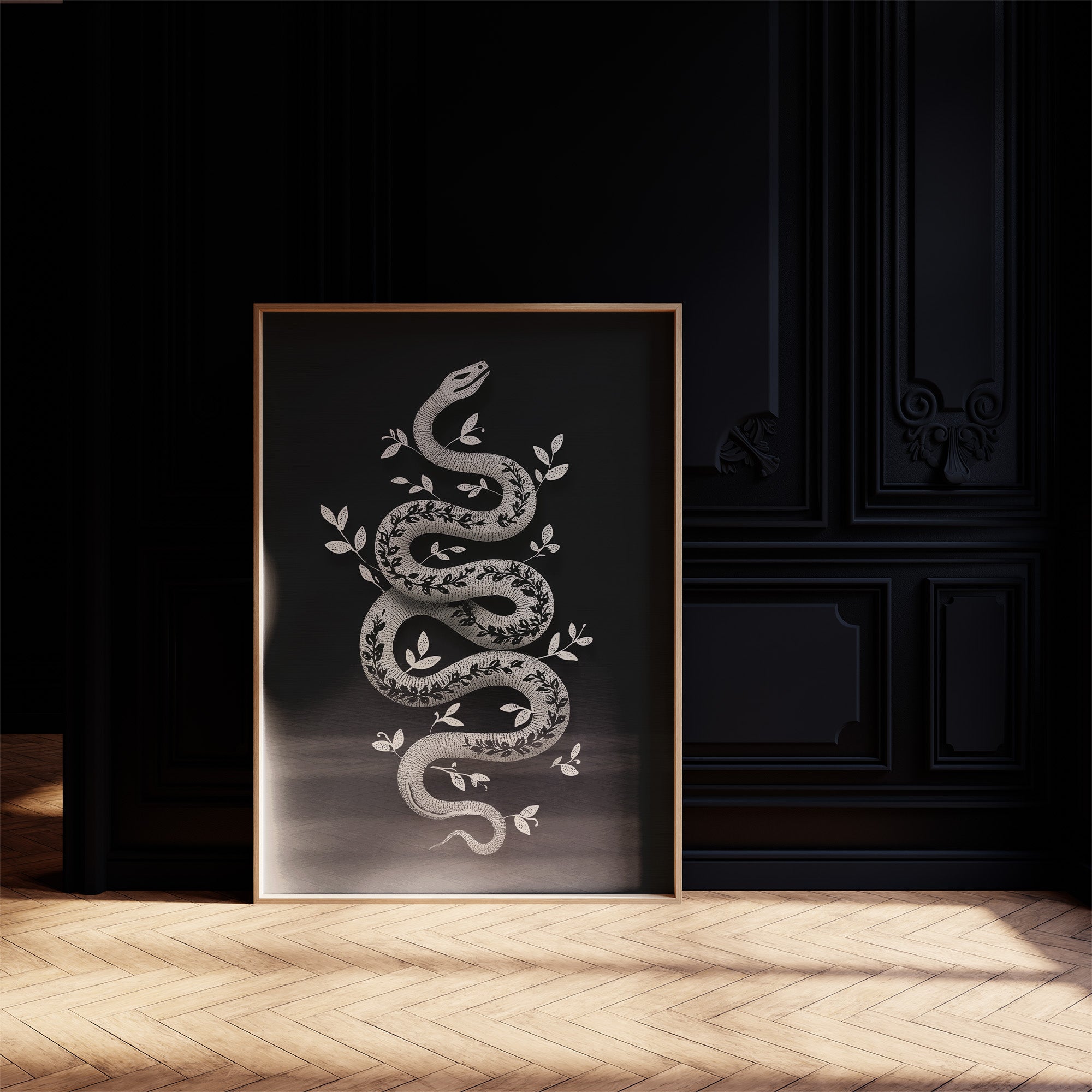 Serpent Adorned With Silver Leaves