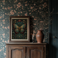 Gilded Wings Among Midnight Blooms