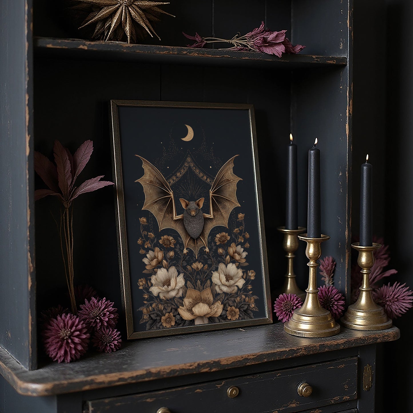 Midnight Blooms Under Copper Wings