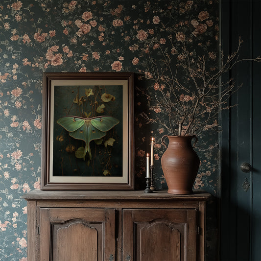 Midnight Moth Among Faded Blooms