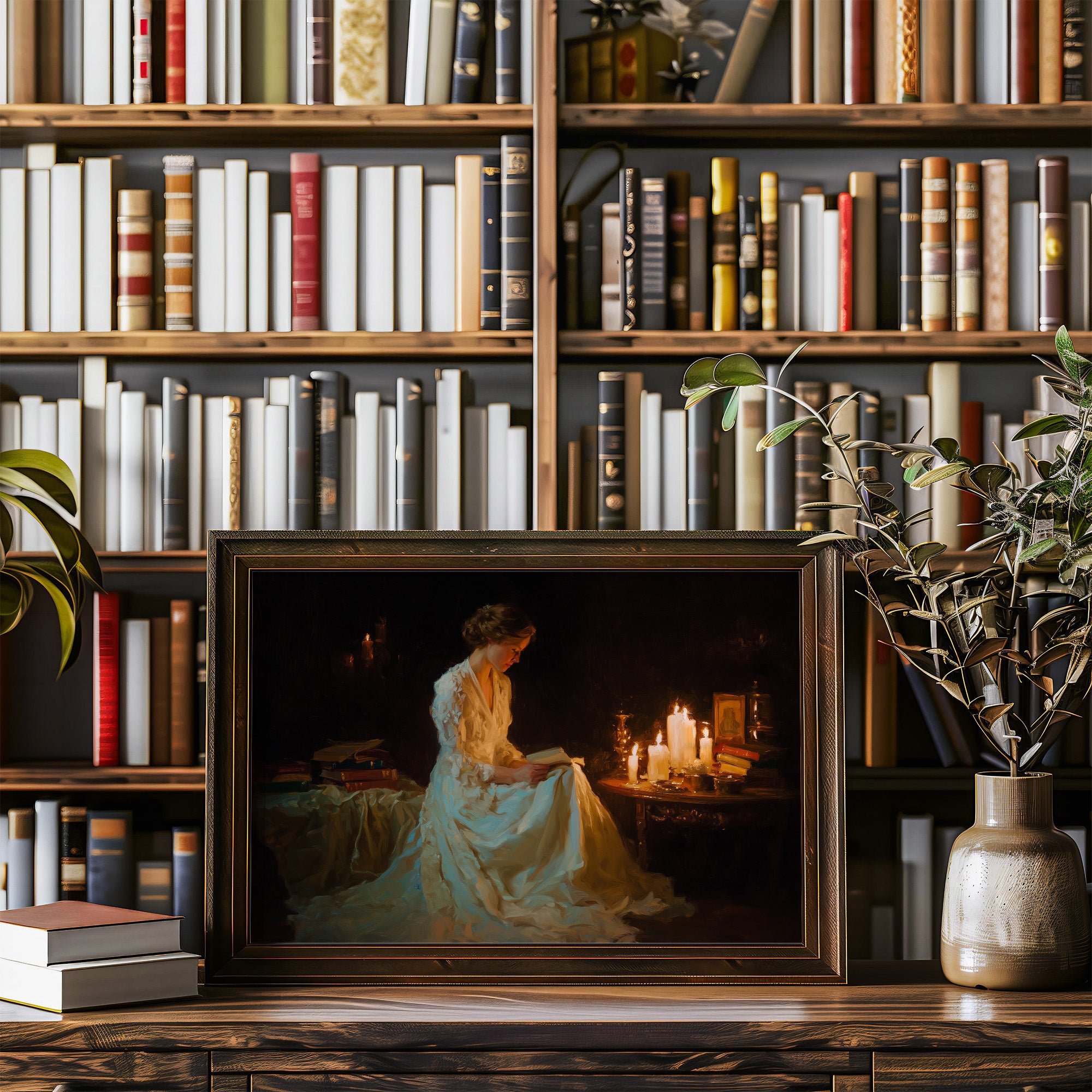 Reading By Candlelight's Gentle Glow