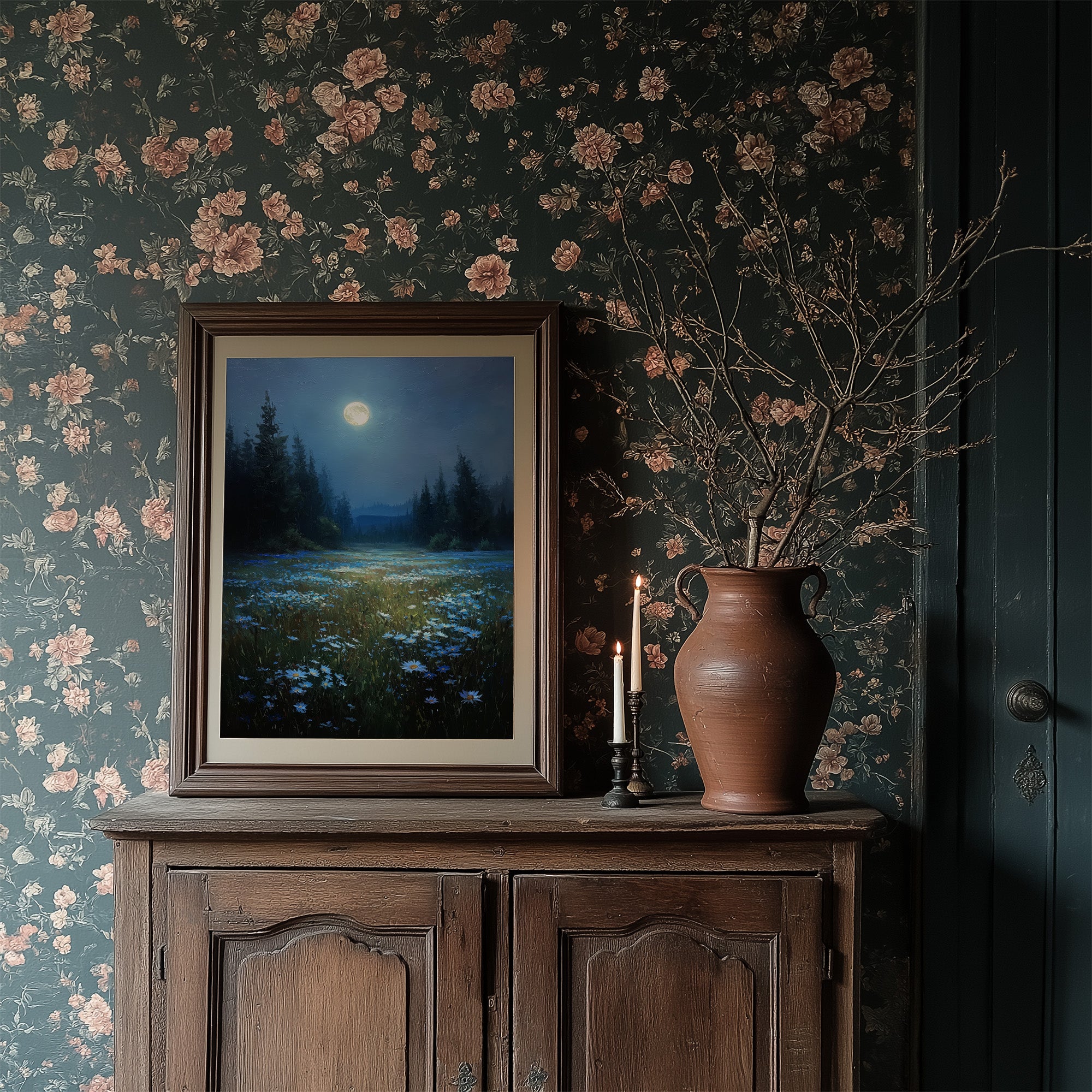 Midnight Meadow Bathes In Moonlight