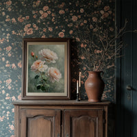 Blush Peonies Against Sage Memory