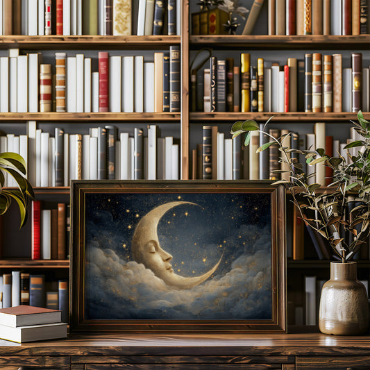 Crescent Dreams Among Starry Skies