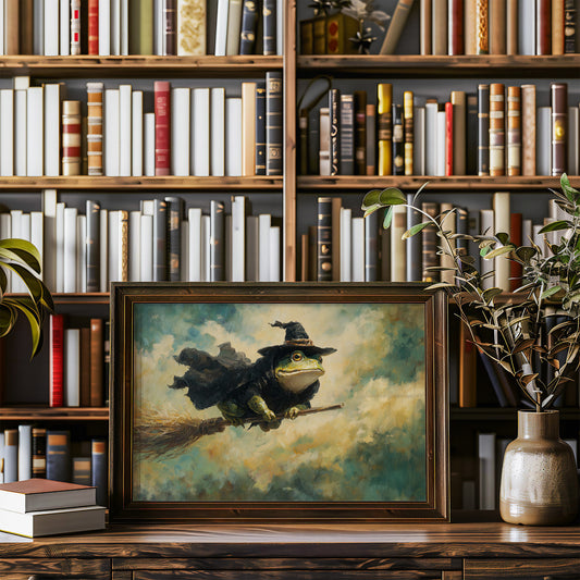 Frog Wizard Soars Through Clouds