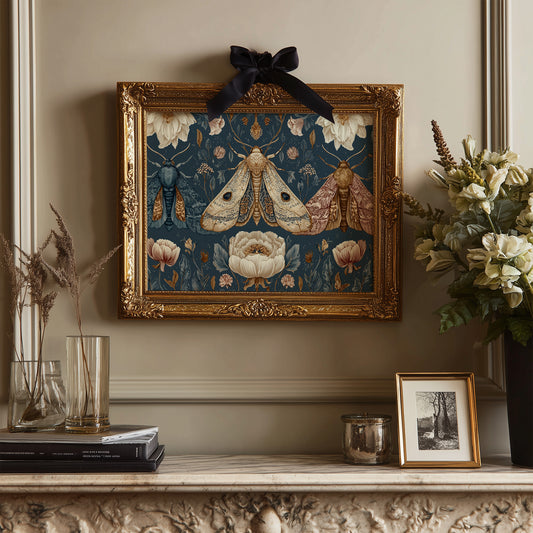 Night Moths Among Blooming Peonies