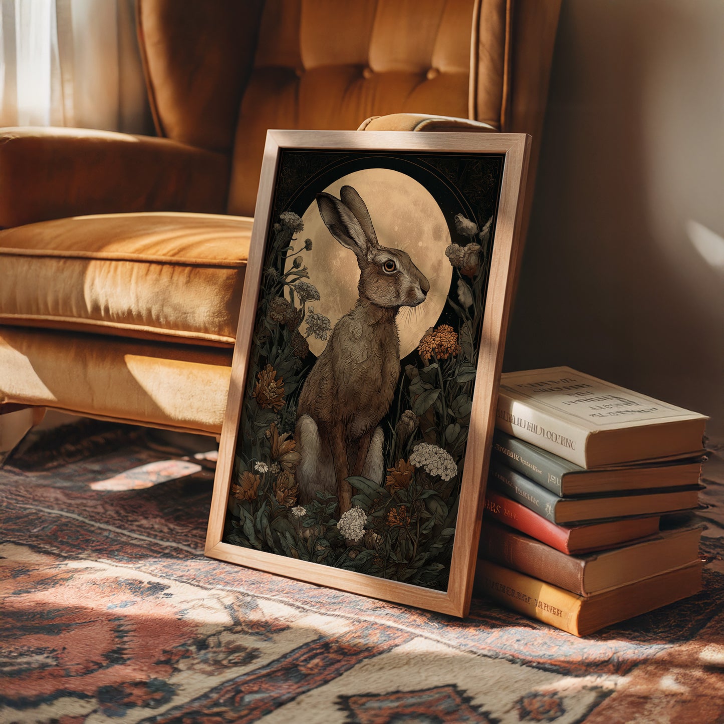 Moonlit Hare Among Wildflowers