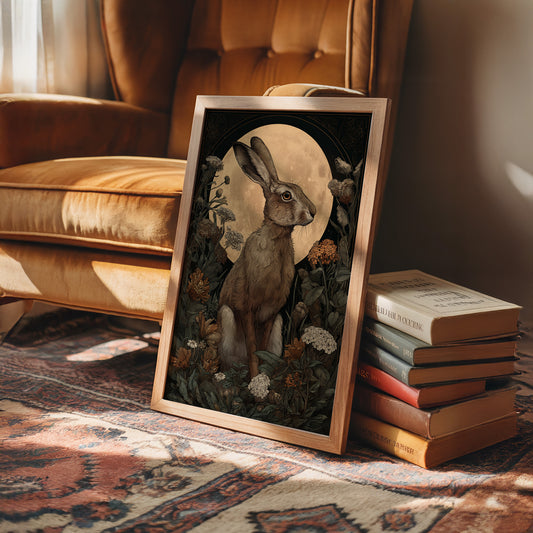 Moonlit Hare Among Wildflowers