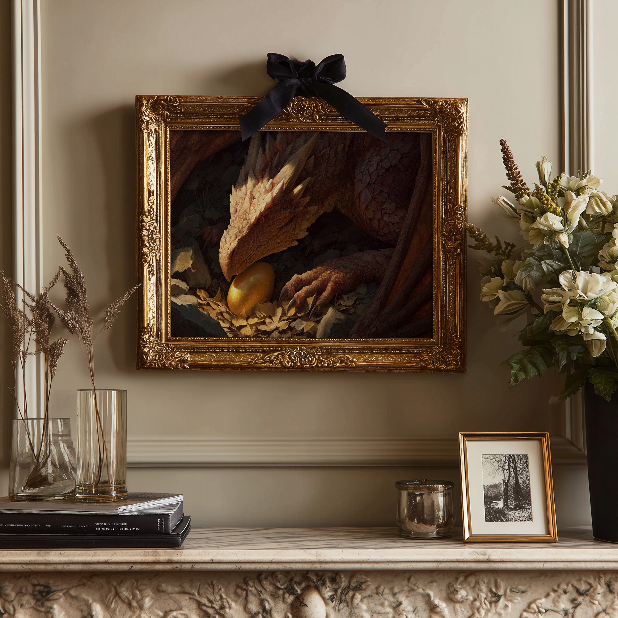 Dragon's Treasure Among Ancient Tomes