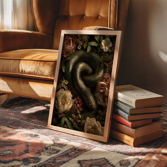 Serpent Among Blooming Peonies