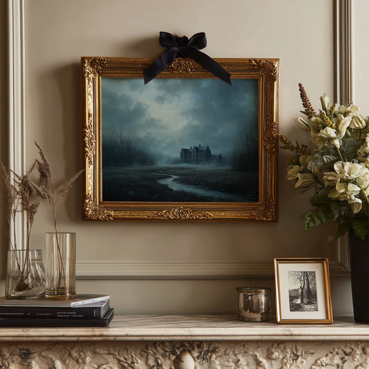 Forgotten Manor Under Stormy Skies