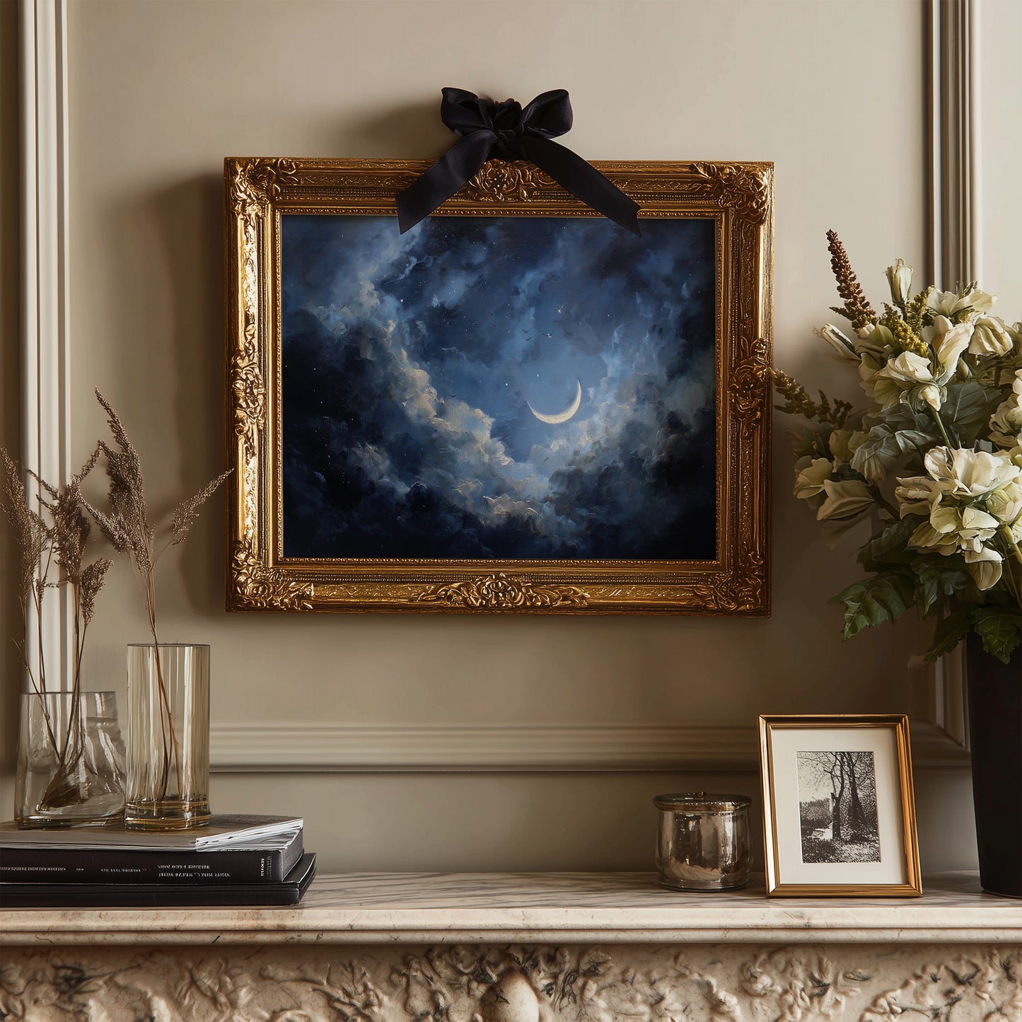 Sliver Moon Among Stormy Clouds