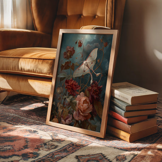 Moth Among Twilight Blooms