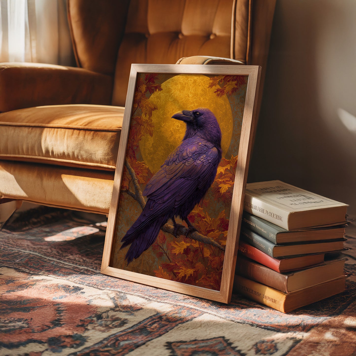 Purple Sentinel Against Autumn Moon